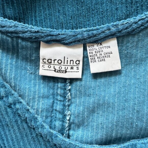 VTG Carolina Colours Women's Plus 2X Blue Corduroy Jumper Dress 100% Cotton Butt - Picture 6 of 7